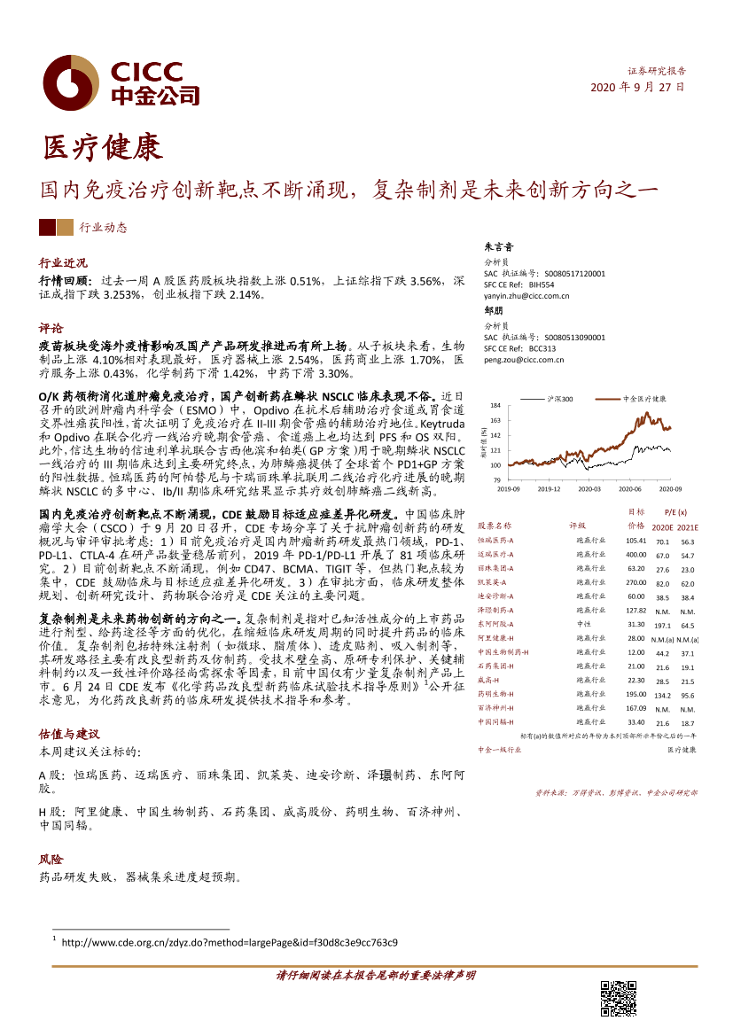 医疗健康行业：国内免疫治疗创新靶点不断涌现，复杂制剂是未来创新方向之一-20200927-中金公司-11页医疗健康行业：国内免疫治疗创新靶点不断涌现，复杂制剂是未来创新方向之一-20200927-中金公司-11页_1.png