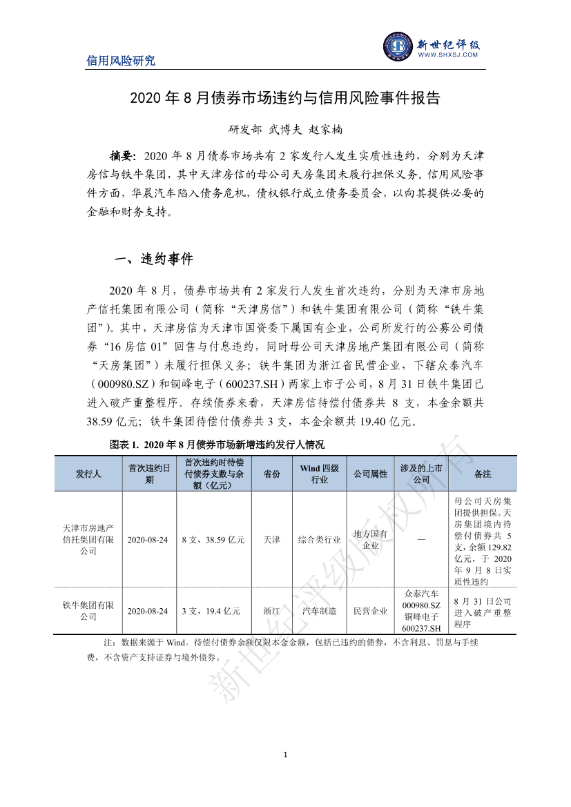 新世纪评级-2020年8月债券市场违约与信用风险事件报告-2020.9-6页新世纪评级-2020年8月债券市场违约与信用风险事件报告-2020.9-6页_1.png