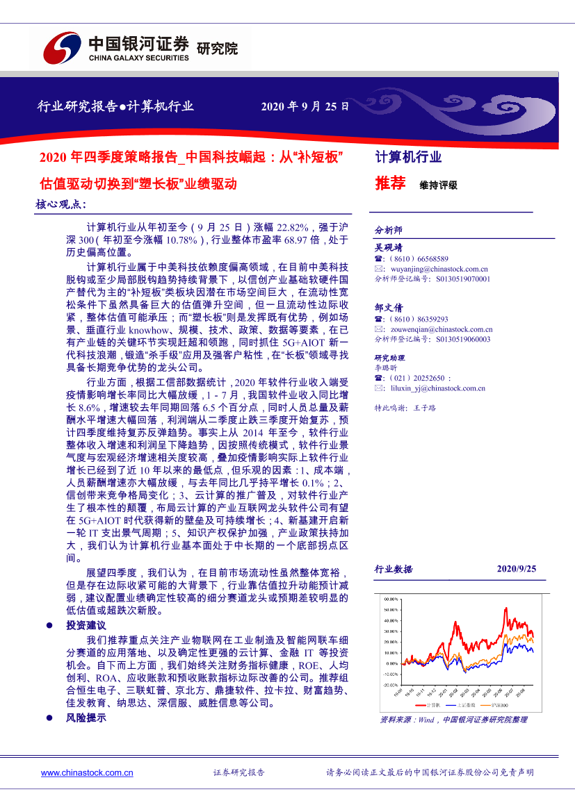 计算机行业2020年四季度策略报告：中国科技崛起，从“补短板”估值驱动切换到“塑长板”业绩驱动-20200925-银河证券-42页计算机行业2020年四季度策略报告：中国科技崛起，从“补短板”估值驱动切换到“塑长板”业绩驱动-20200925-银河证券-42页_1.png