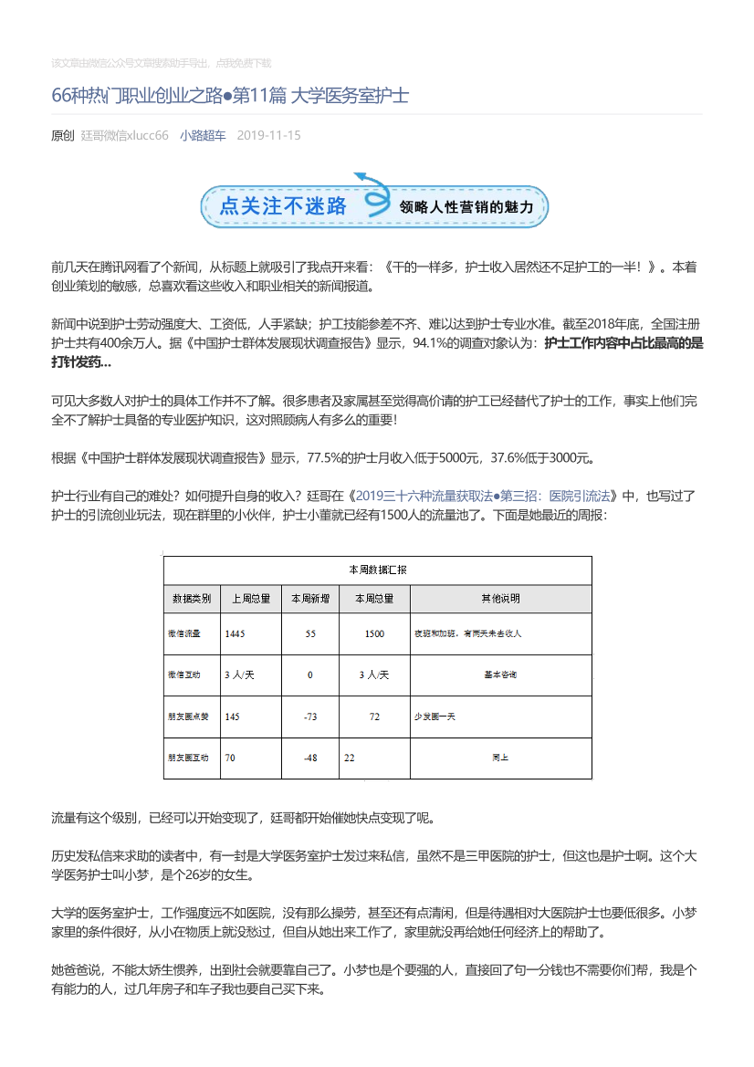 小路超车_2019-11-15_66种热门职业创业之路●第11篇大学医务室护士小路超车_2019-11-15_66种热门职业创业之路●第11篇大学医务室护士_1.png