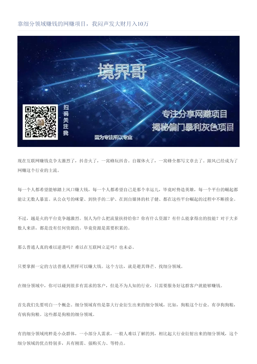 靠细分领域赚钱的网赚项目，我闷声发大财月入10万靠细分领域赚钱的网赚项目，我闷声发大财月入10万_1.png