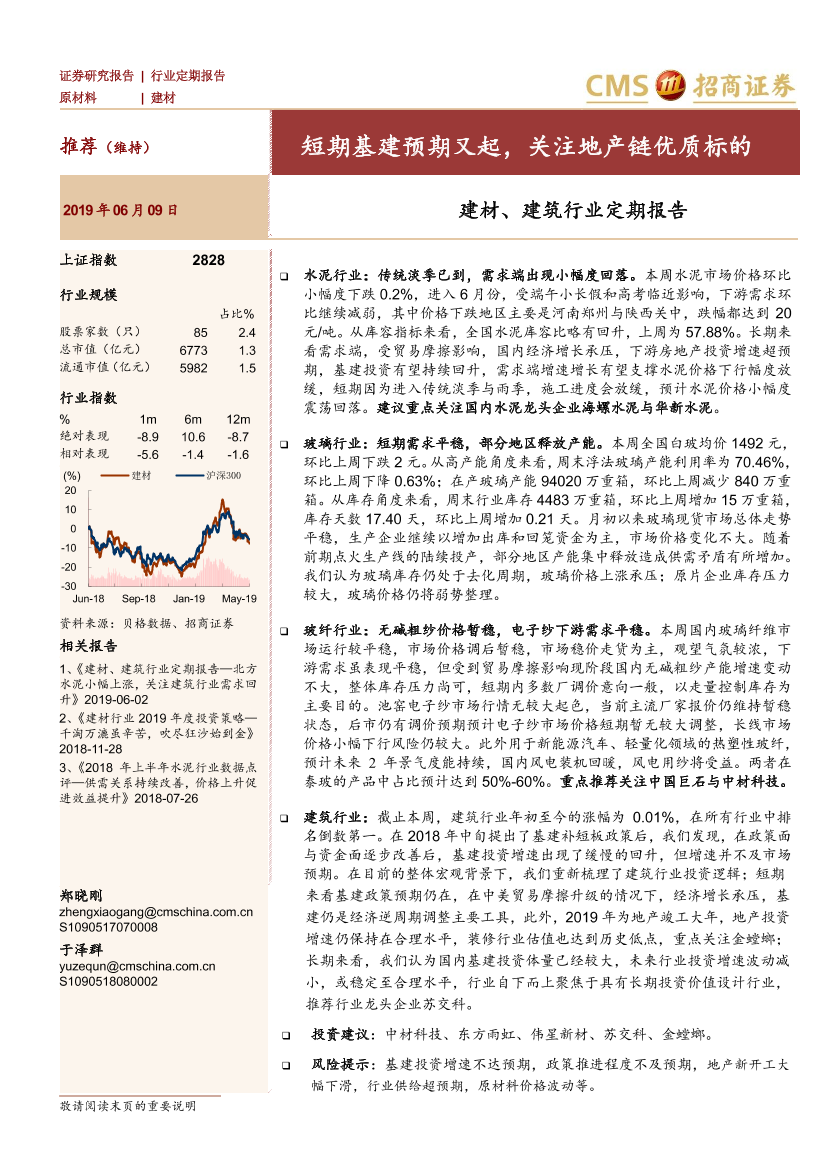 建材建筑行业定期报告：短期基建预期又起，关注地产链优质标的-20190609-招商证券-28页建材建筑行业定期报告：短期基建预期又起，关注地产链优质标的-20190609-招商证券-28页_1.png