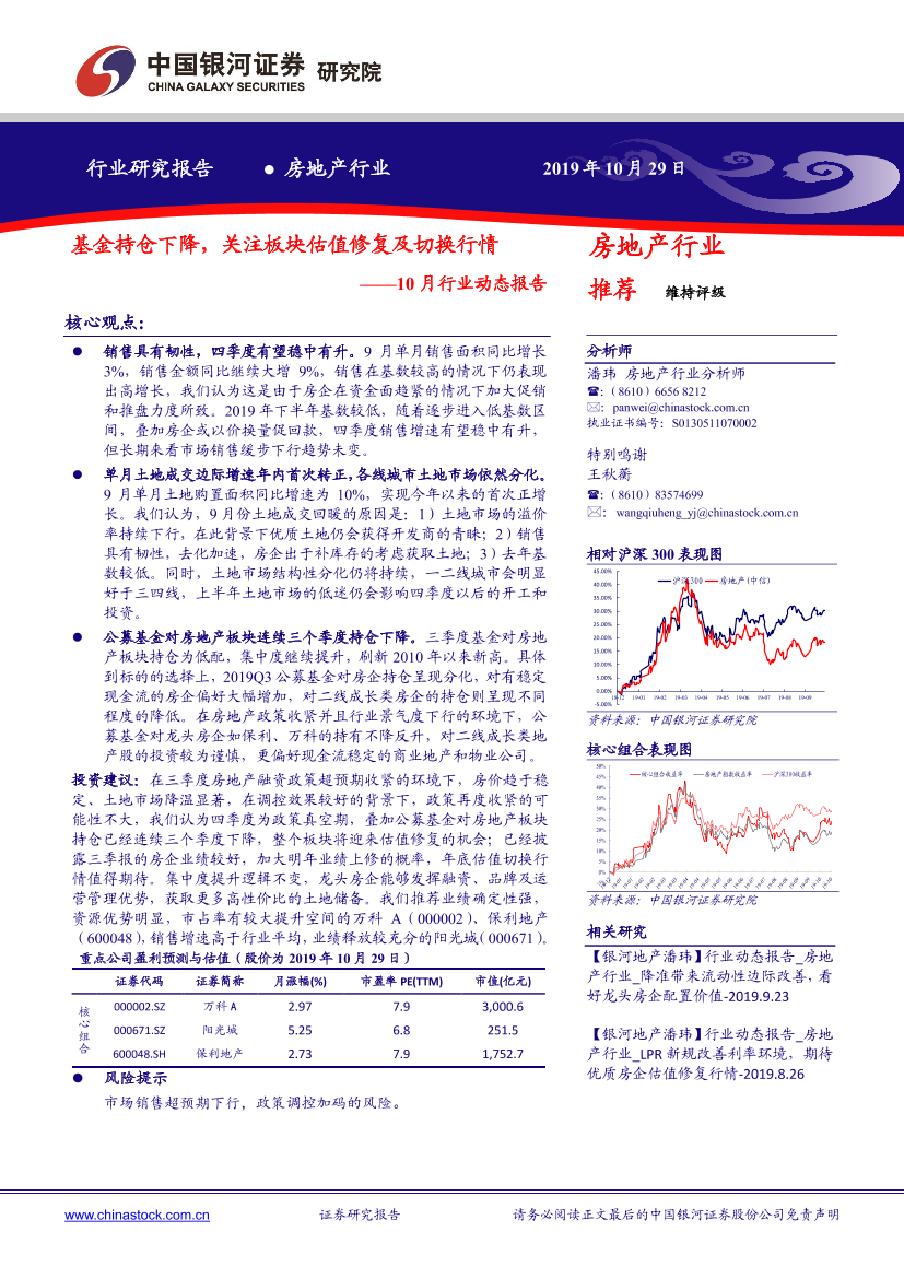 房地产行业10月行业动态报告：基金持仓下降，关注板块估值修复及切换行情-20191029-银河证券-38页房地产行业10月行业动态报告：基金持仓下降，关注板块估值修复及切换行情-20191029-银河证券-38页_1.png