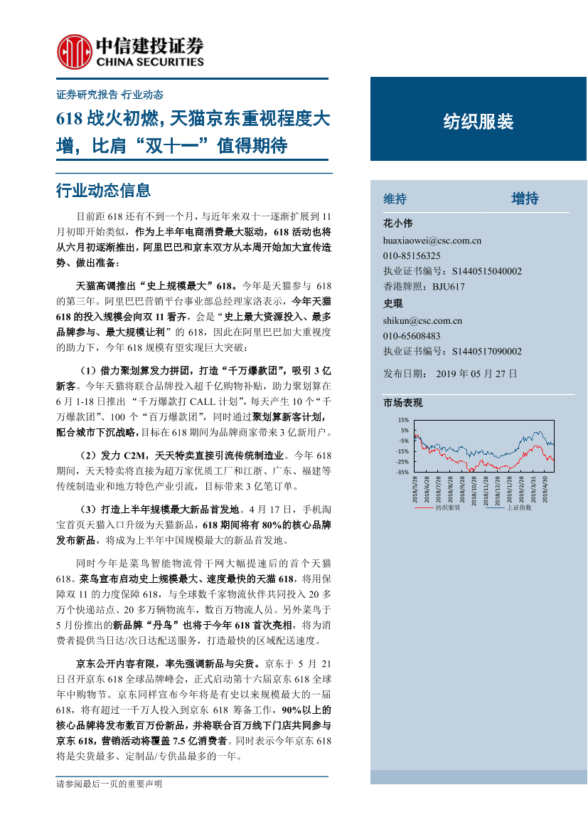 纺织服装行业：618战火初燃，天猫京东重视程度大增，比肩“双十一”值得期待-20190527-中信建投-19页纺织服装行业：618战火初燃，天猫京东重视程度大增，比肩“双十一”值得期待-20190527-中信建投-19页_1.png