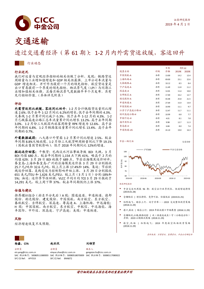 交通运输行业透过交通看经济（第61期）：1~2月内外需货运放缓，客运回升-20190401-中金公司-24页交通运输行业透过交通看经济（第61期）：1~2月内外需货运放缓，客运回升-20190401-中金公司-24页_1.png