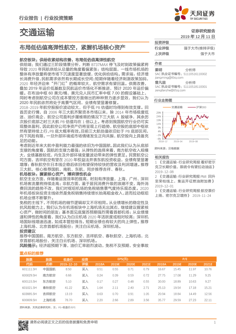 交通运输行业：布局低估值高弹性航空，紧握机场核心资产-20191211-天风证券-23页交通运输行业：布局低估值高弹性航空，紧握机场核心资产-20191211-天风证券-23页_1.png