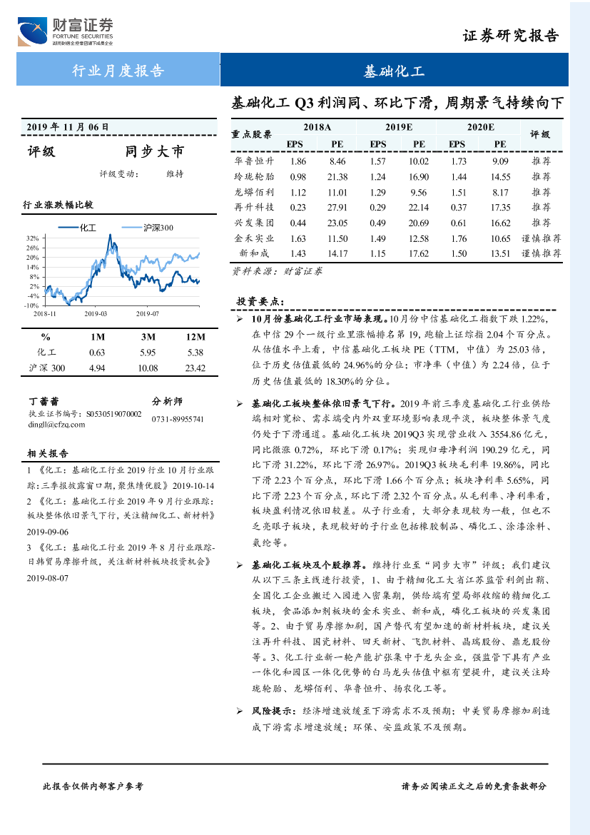 基础化工行业：基础化工Q3利润同、环比下滑，周期景气持续向下-20191106-财富证券-11页基础化工行业：基础化工Q3利润同、环比下滑，周期景气持续向下-20191106-财富证券-11页_1.png