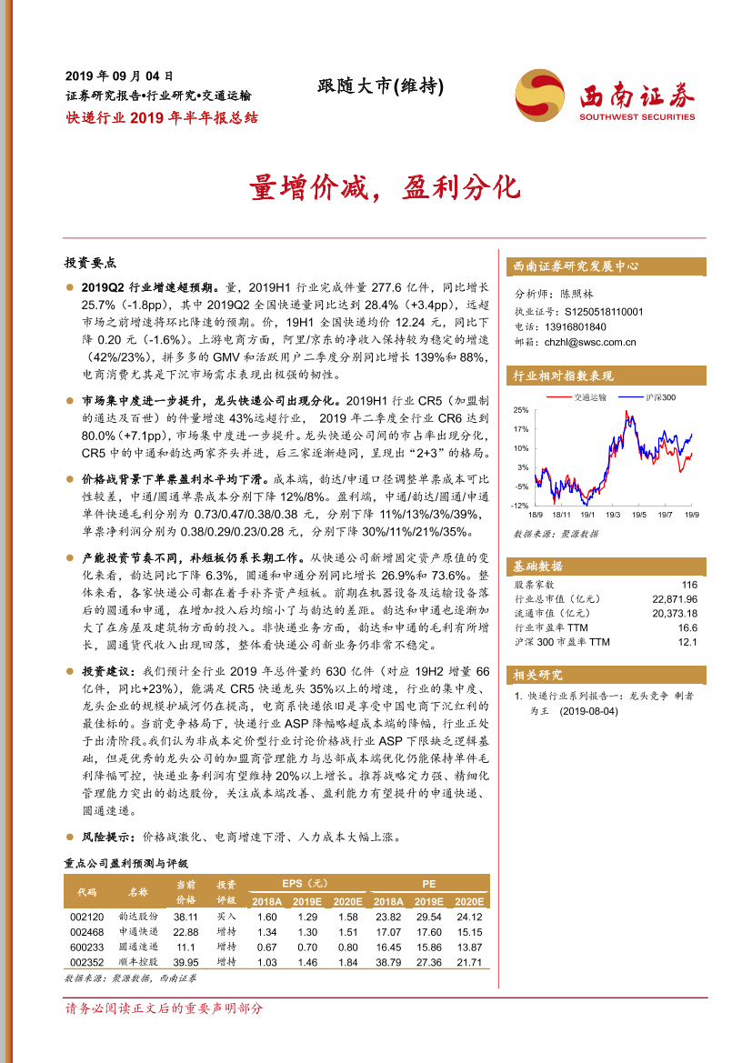 快递行业2019年半年报总结：量增价减，盈利分化-20190904-西南证券-17页快递行业2019年半年报总结：量增价减，盈利分化-20190904-西南证券-17页_1.png