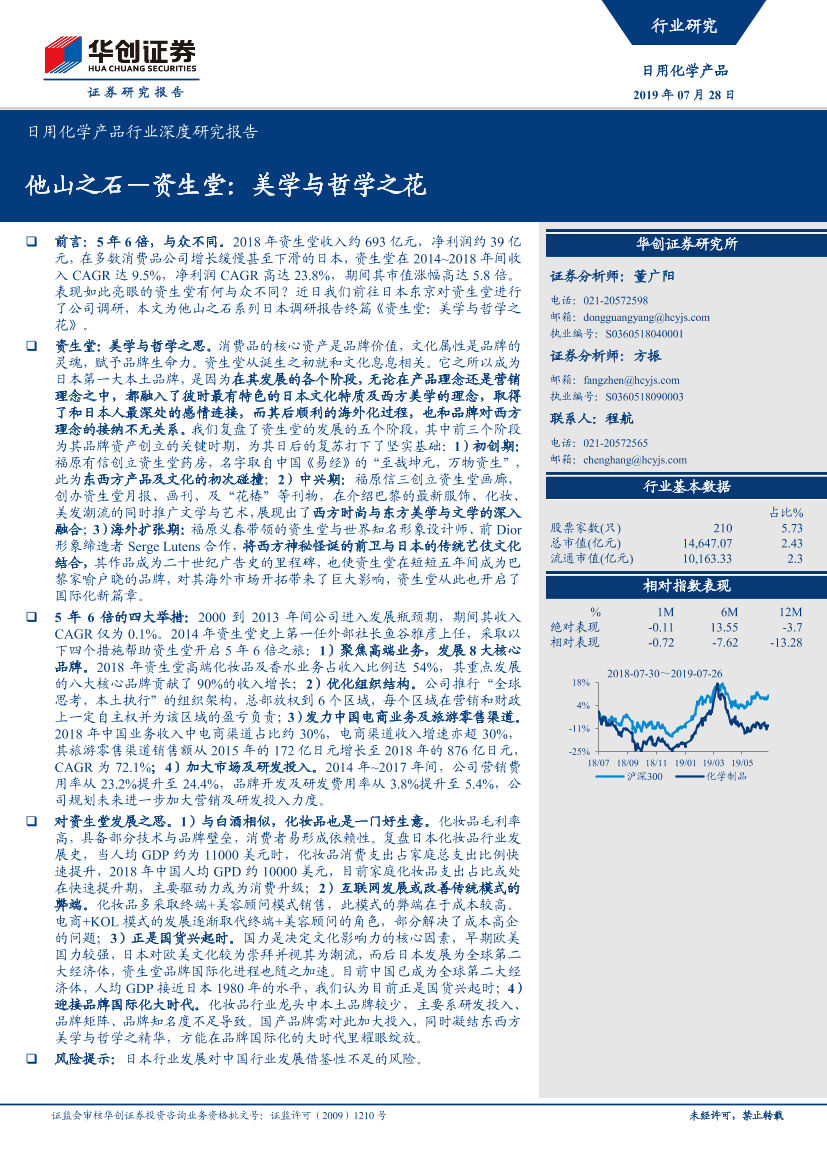 日用化学产品行业深度研究报告：他山之石~资生堂，美学与哲学之花-20190728-华创证券-22页日用化学产品行业深度研究报告：他山之石~资生堂，美学与哲学之花-20190728-华创证券-22页_1.png