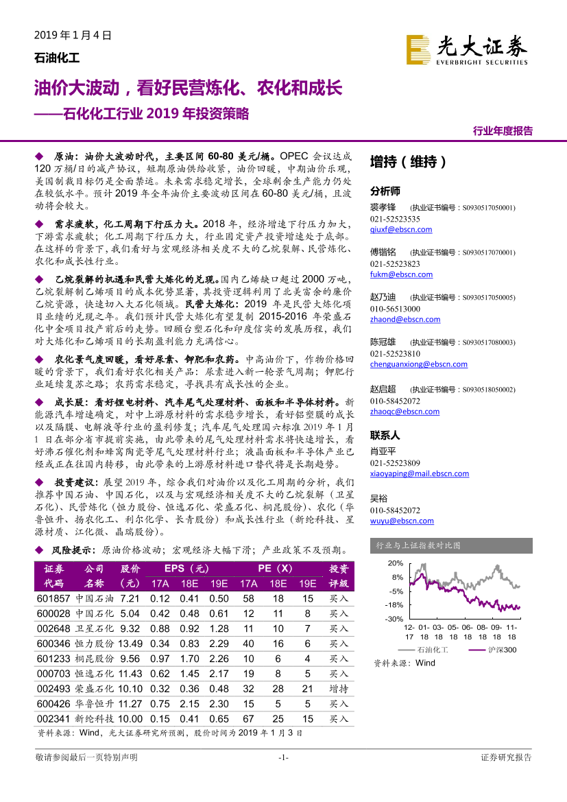 石油化工行业2019年投资策略：油价大波动，看好民营炼化、农化和成长-20190104-光大证券-57页石油化工行业2019年投资策略：油价大波动，看好民营炼化、农化和成长-20190104-光大证券-57页_1.png