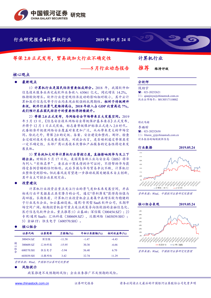 计算机行业5月行业动态报告：等保2.0正式发布，贸易战加大行业不确定性-20190524-银河证券-28页计算机行业5月行业动态报告：等保2.0正式发布，贸易战加大行业不确定性-20190524-银河证券-28页_1.png