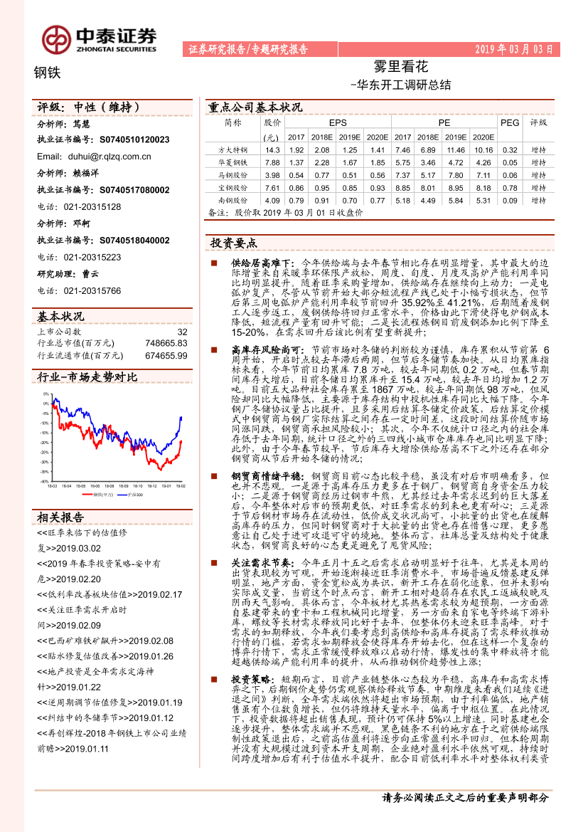 钢铁行业华东开工调研总结：雾里看花-20190303-中泰证券-10页钢铁行业华东开工调研总结：雾里看花-20190303-中泰证券-10页_1.png