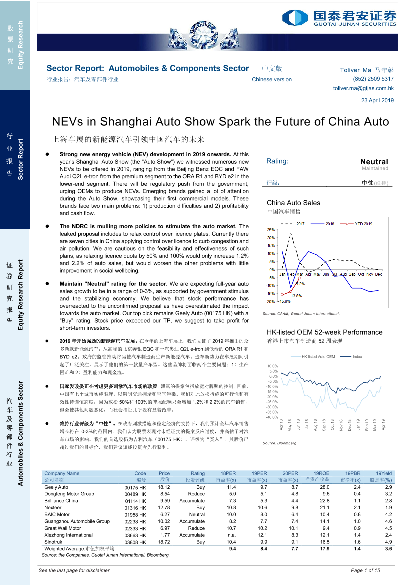 汽车及零部件行业：上海车展的新能源汽车引领中国汽车的未来-20190523-国泰君安-15页汽车及零部件行业：上海车展的新能源汽车引领中国汽车的未来-20190523-国泰君安-15页_1.png