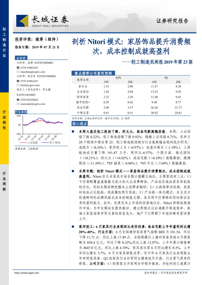轻工制造行业双周报2019年第23期：剖析nitori模式，家居饰品提升消费频次，成本控制成就高盈利-20190721-长城证券-34页轻工制造行业双周报2019年第23期：剖析nitori模式，家居饰品提升消费频次，成本控制成就高盈利-20190721-长城证券-34页_1.png