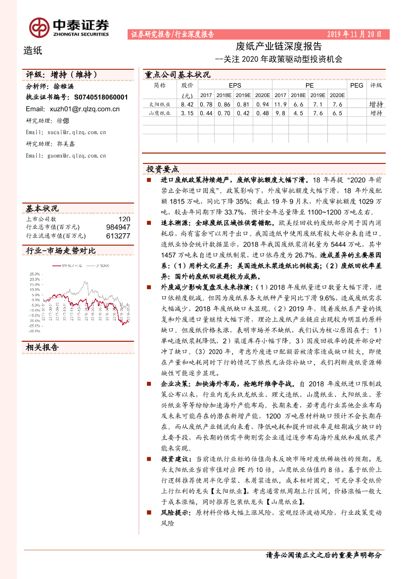 造纸行业废纸产业链深度报告：关注2020年政策驱动型投资机会-20191120-中泰证券-20页造纸行业废纸产业链深度报告：关注2020年政策驱动型投资机会-20191120-中泰证券-20页_1.png