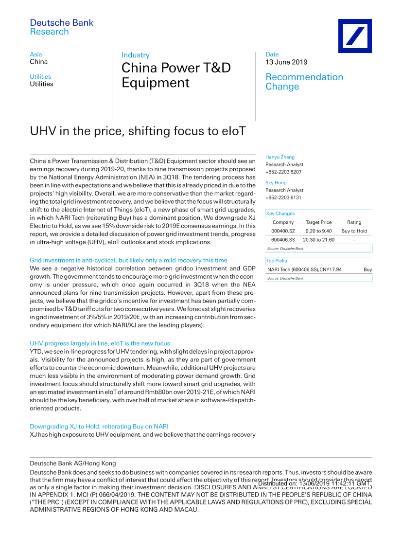 德银-中国-公用事业行业-中国电力设备行业：特高压重心转向eIot-2019.6.13-23页德银-中国-公用事业行业-中国电力设备行业：特高压重心转向eIot-2019.6.13-23页_1.png
