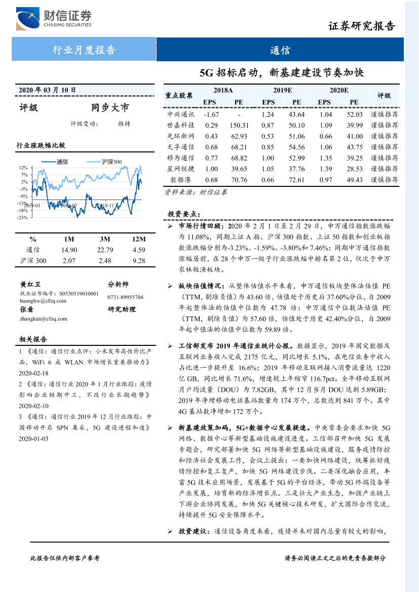 通信行业月度报告：5G招标启动，新基建建设节奏加快-20200310-财信证券-11页通信行业月度报告：5G招标启动，新基建建设节奏加快-20200310-财信证券-11页_1.png