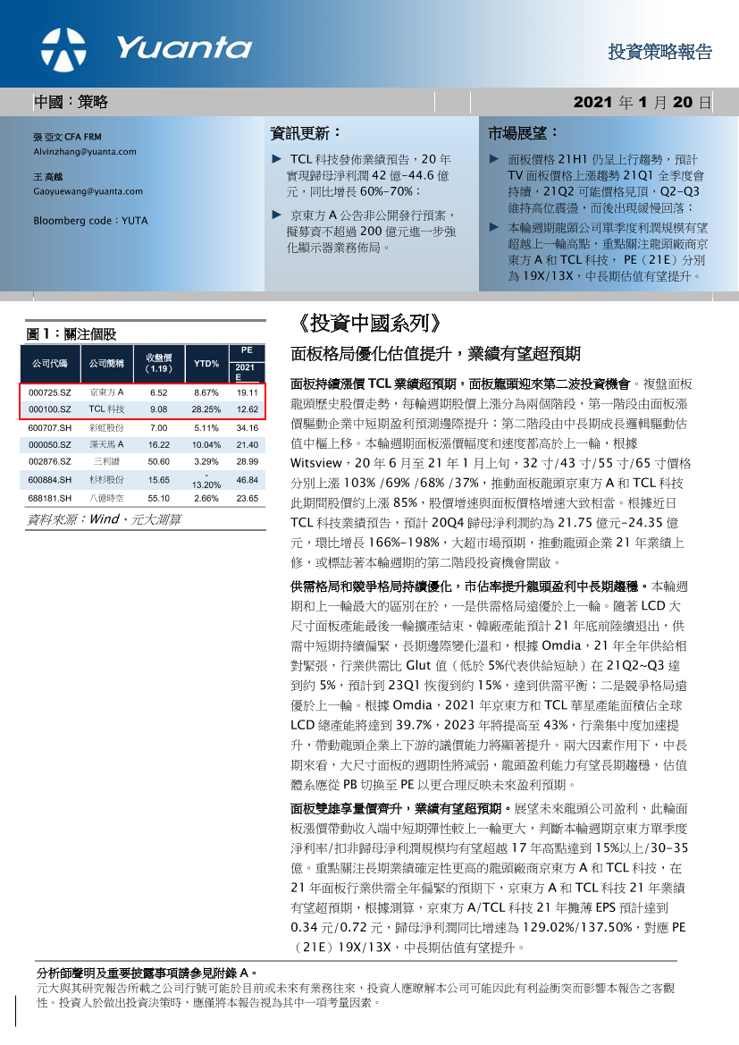 《投資中國系列》：面板格局優化估值提升，業績有望超預-20210120-元大证券（香港）-14页《投資中國系列》：面板格局優化估值提升，業績有望超預-20210120-元大证券（香港）-14页_1.png