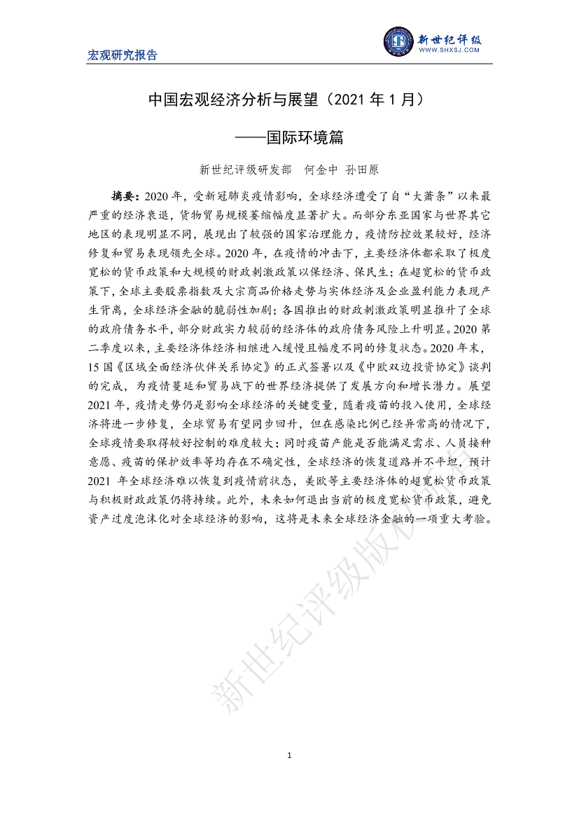 新世纪评级-中国宏观经济分析与展望（2021年1月）——国际环境篇-2021.1-14页新世纪评级-中国宏观经济分析与展望（2021年1月）——国际环境篇-2021.1-14页_1.png