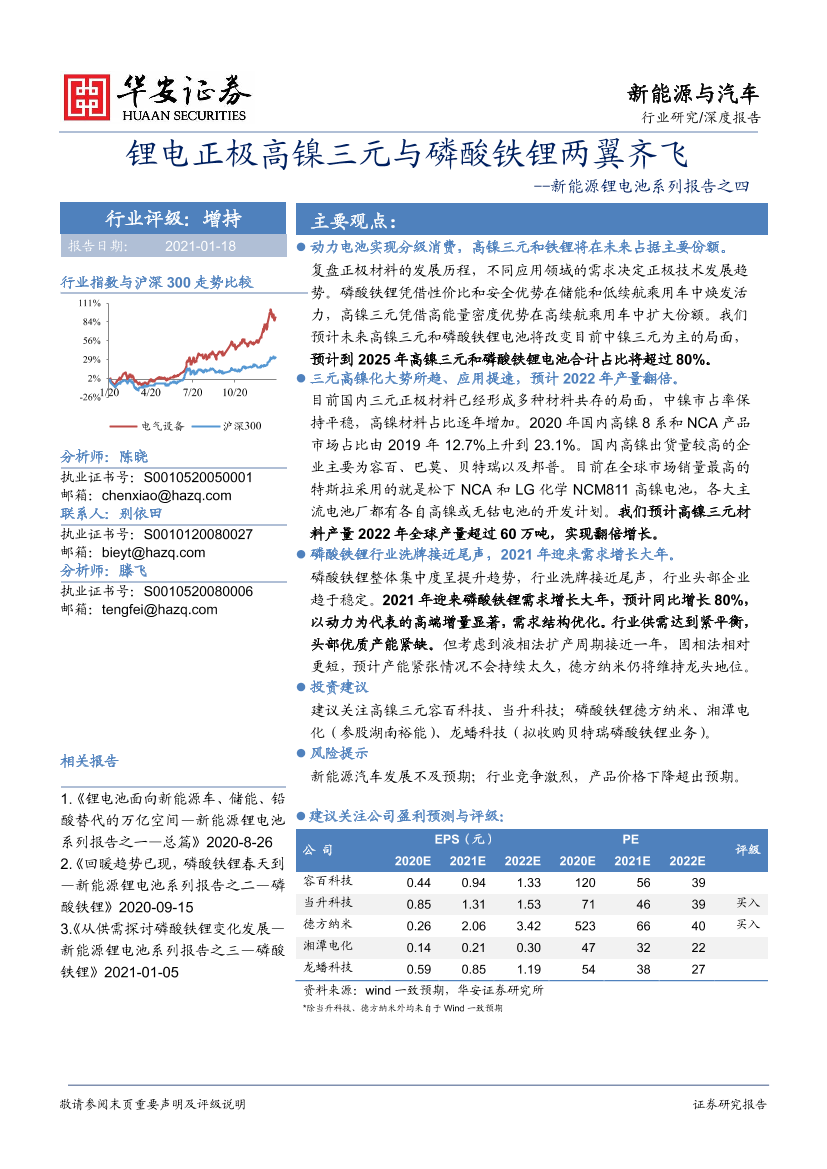 新能源与汽车行业新能源锂电池系列报告之四：锂电正极高镍三元与磷酸铁锂两翼齐飞-20210118-华安证券-31页新能源与汽车行业新能源锂电池系列报告之四：锂电正极高镍三元与磷酸铁锂两翼齐飞-20210118-华安证券-31页_1.png