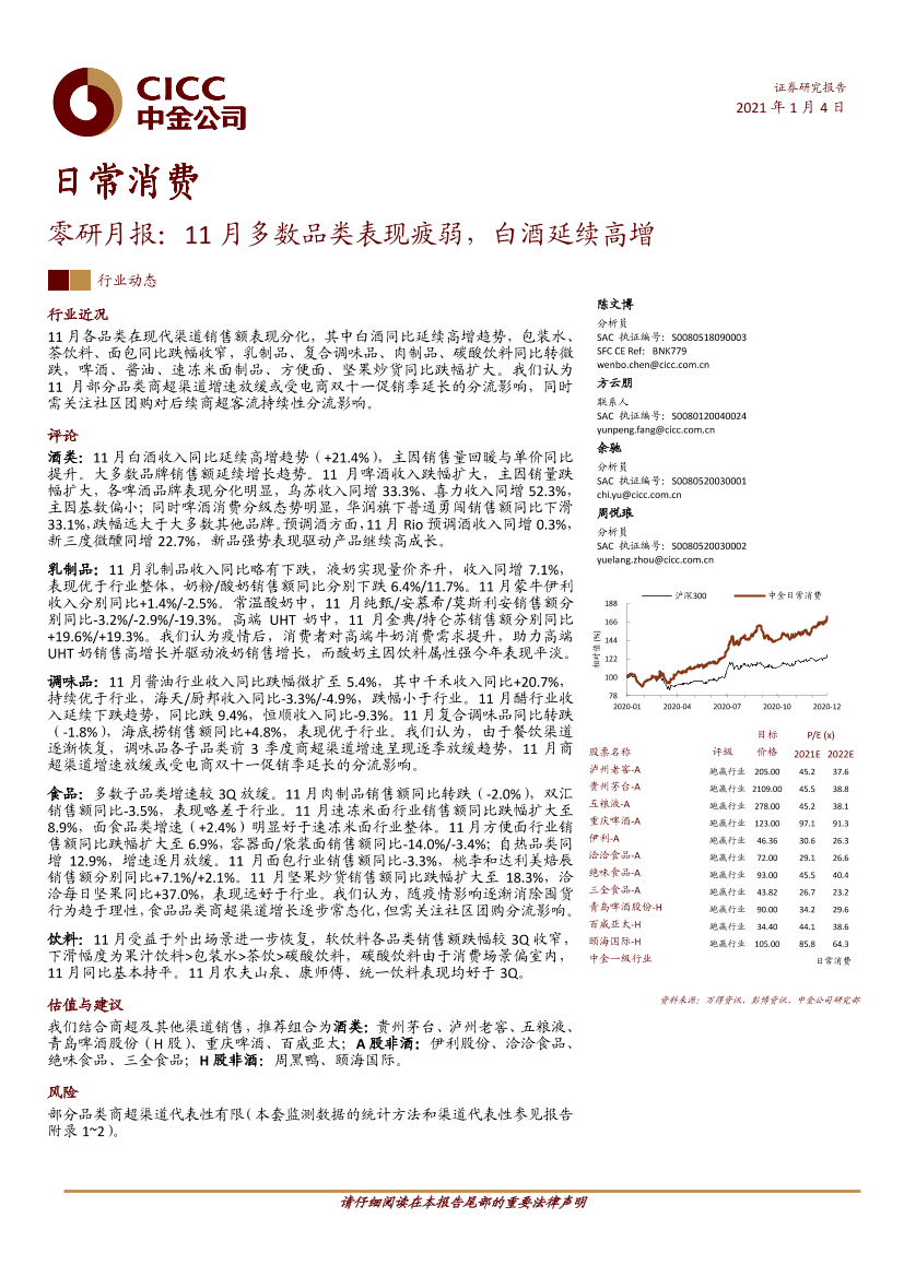 日常消费行业零研月报：11月多数品类表现疲弱，白酒延续高增-20210104-中金公司-27页日常消费行业零研月报：11月多数品类表现疲弱，白酒延续高增-20210104-中金公司-27页_1.png