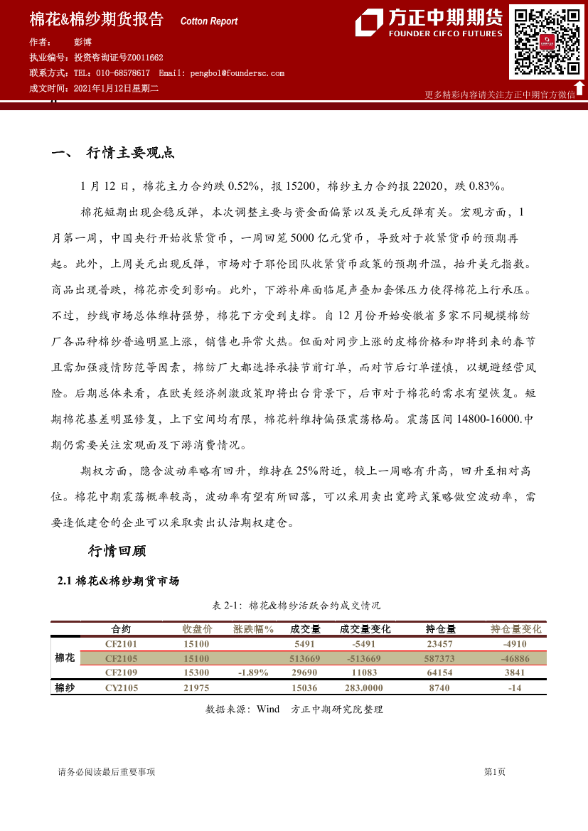 棉花&棉纱期货报告-20210112-方正中期期货-15页棉花&棉纱期货报告-20210112-方正中期期货-15页_1.png