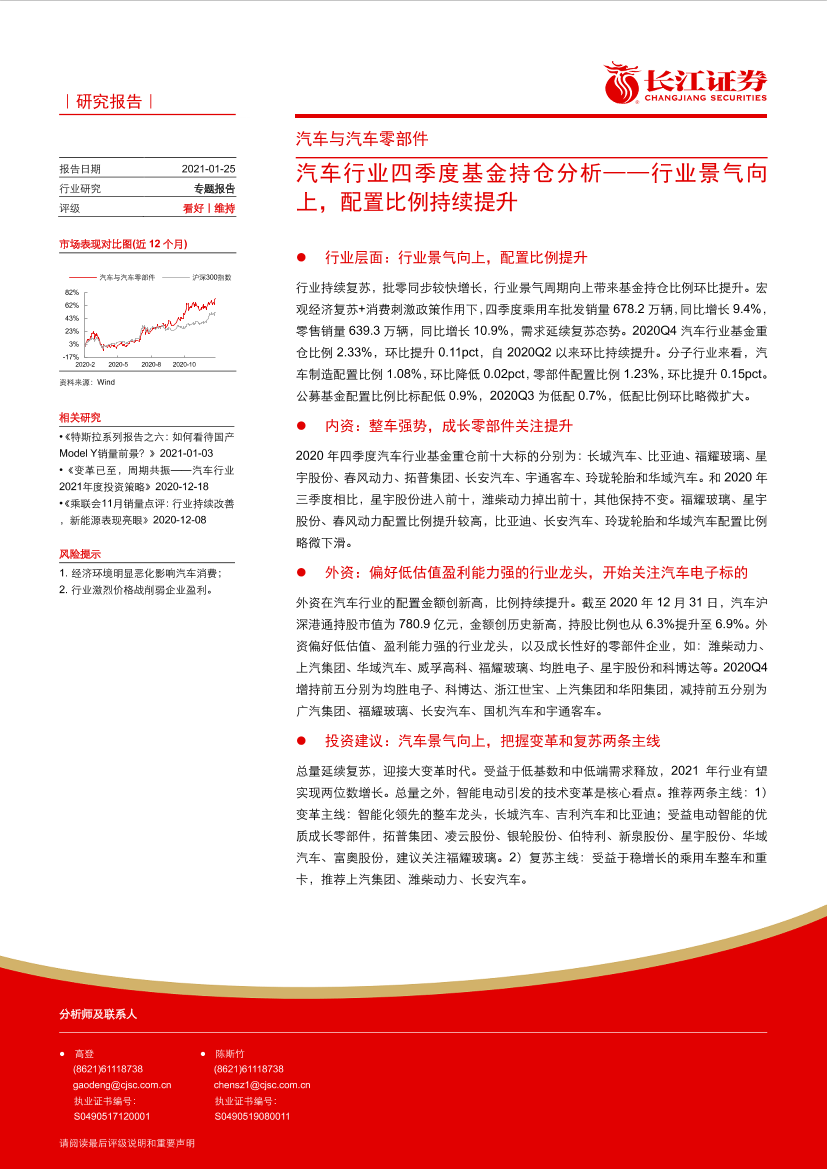 汽车与汽车零部件行业：汽车行业四季度基金持仓分析，行业景气向上，配置比例持续提升-20210125-长江证券-10页汽车与汽车零部件行业：汽车行业四季度基金持仓分析，行业景气向上，配置比例持续提升-20210125-长江证券-10页_1.png