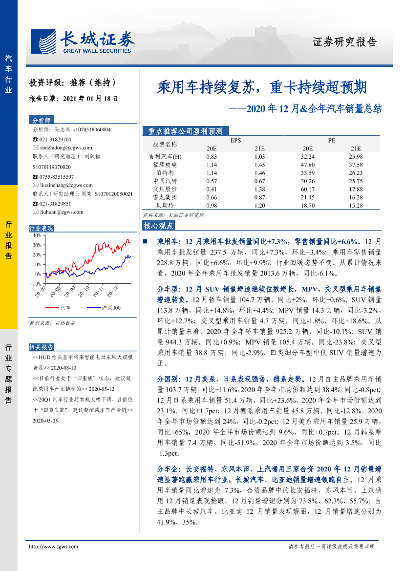 汽车行业2020年12月&全年汽车销量总结：乘用车持续复苏，重卡持续超预期-20210118-长城证券-24页汽车行业2020年12月&全年汽车销量总结：乘用车持续复苏，重卡持续超预期-20210118-长城证券-24页_1.png