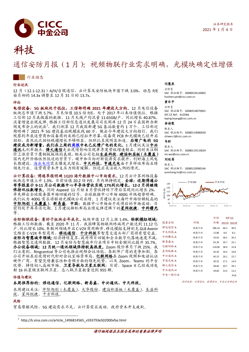 科技行业通信安防月报（1月）：视频物联行业需求明确，光模块确定性增强-20210104-中金公司-24页科技行业通信安防月报（1月）：视频物联行业需求明确，光模块确定性增强-20210104-中金公司-24页_1.png