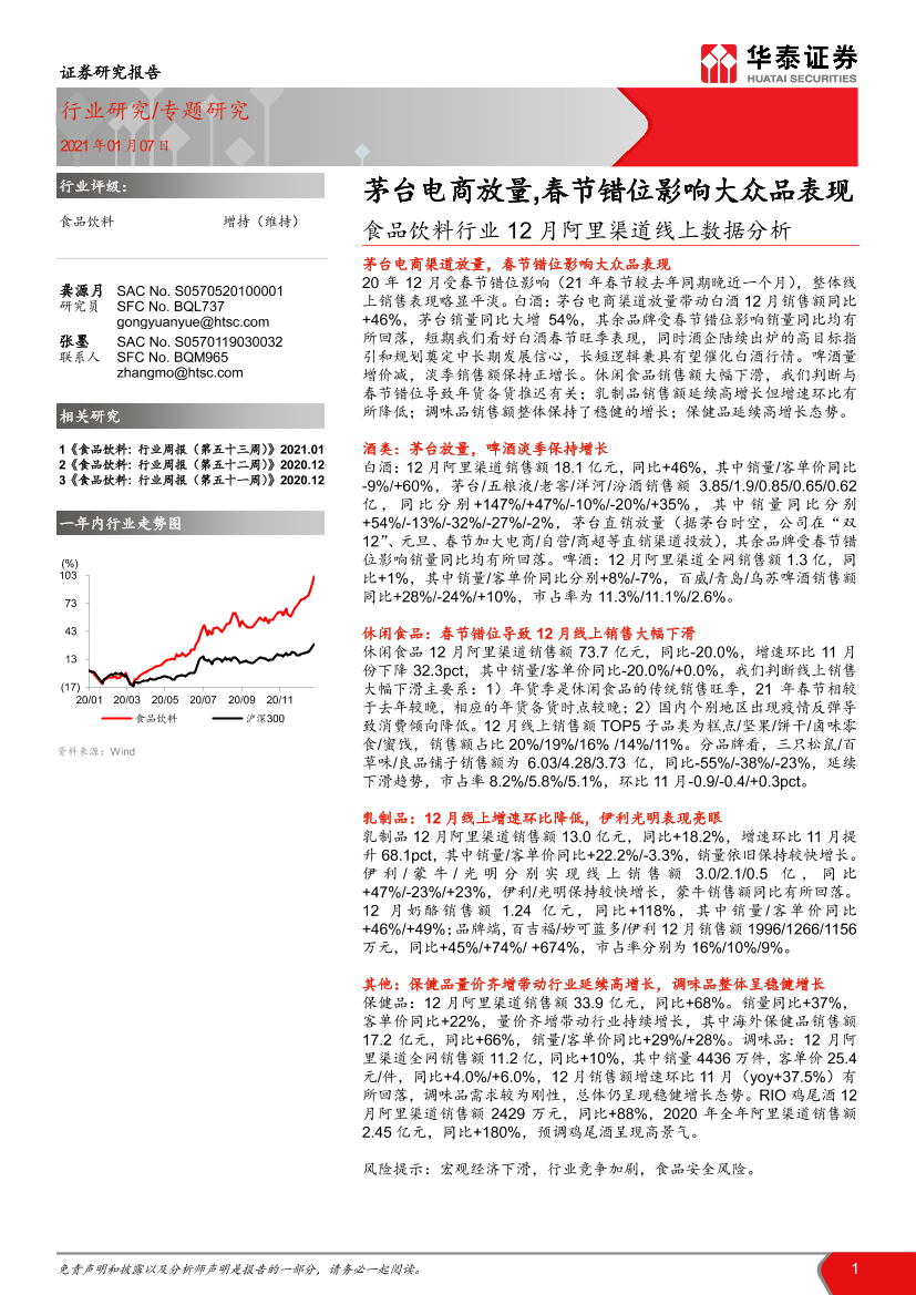 食品饮料行业12月阿里渠道线上数据分析：茅台电商放量，春节错位影响大众品表现-20210107-华泰证券-17页食品饮料行业12月阿里渠道线上数据分析：茅台电商放量，春节错位影响大众品表现-20210107-华泰证券-17页_1.png