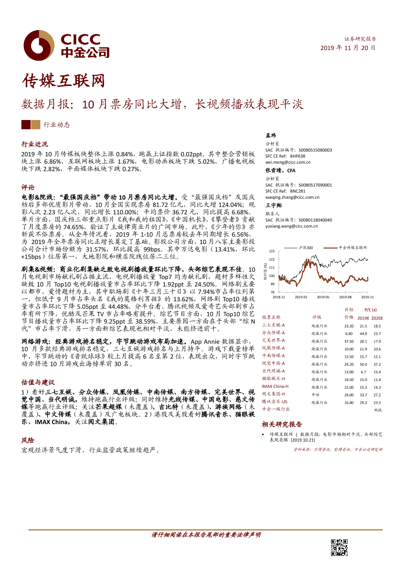 传媒互联网行业数据月报：10月票房同比大增，长视频播放表现平淡-20191120-中金公司-18页传媒互联网行业数据月报：10月票房同比大增，长视频播放表现平淡-20191120-中金公司-18页_1.png