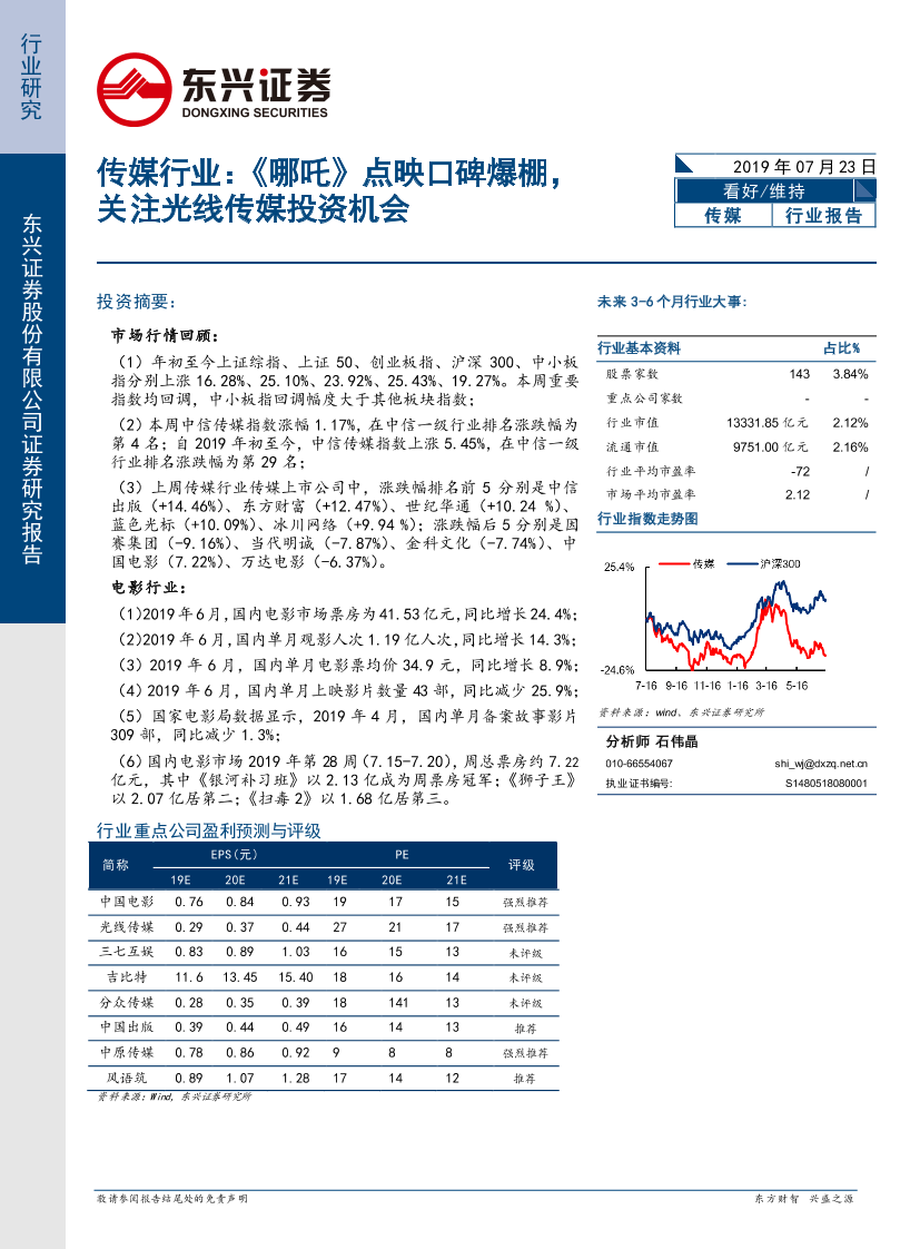 传媒行业：《哪咤》点映口碑爆棚，关注光线传媒投资机会-20190723-东兴证券-18页传媒行业：《哪咤》点映口碑爆棚，关注光线传媒投资机会-20190723-东兴证券-18页_1.png