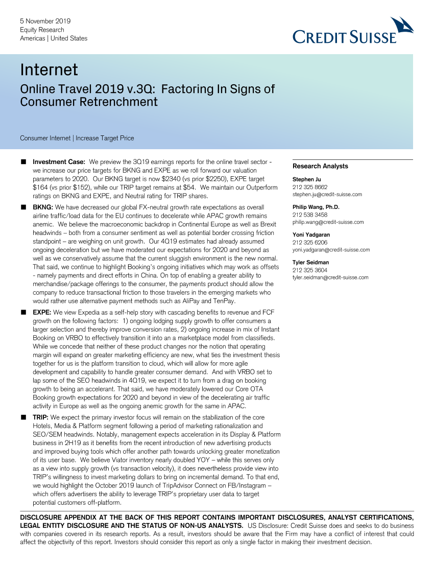 瑞信-美股-互联网行业-三季度在线旅游：有消费紧缩的迹象-2019.11.5-41页瑞信-美股-互联网行业-三季度在线旅游：有消费紧缩的迹象-2019.11.5-41页_1.png