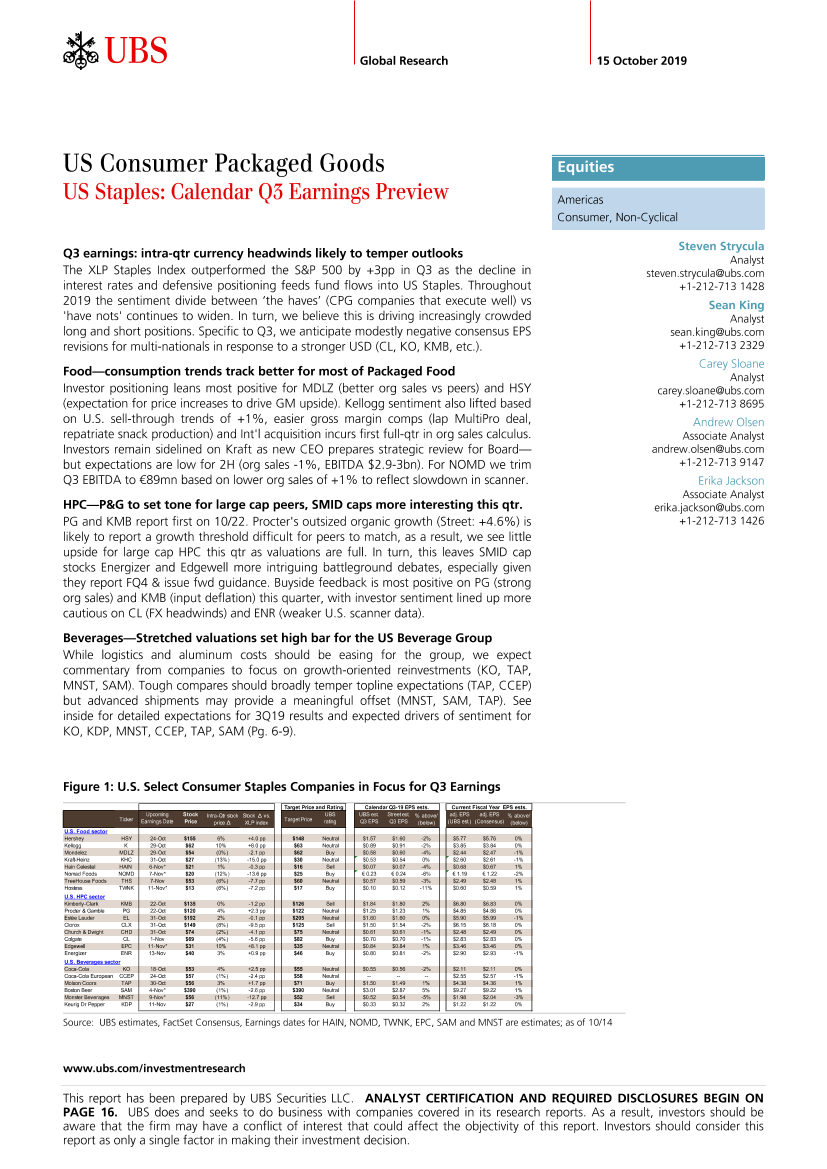 瑞银-美股-食品行业-美国消费包装食品三季度业绩预览-2019.10.15-22页瑞银-美股-食品行业-美国消费包装食品三季度业绩预览-2019.10.15-22页_1.png