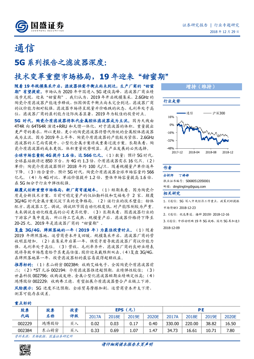 通信行业5G系列报告之滤波器深度：技术变革重塑市场格局，19年迎来“甜蜜期”-20181229-国盛证券-28页通信行业5G系列报告之滤波器深度：技术变革重塑市场格局，19年迎来“甜蜜期”-20181229-国盛证券-28页_1.png