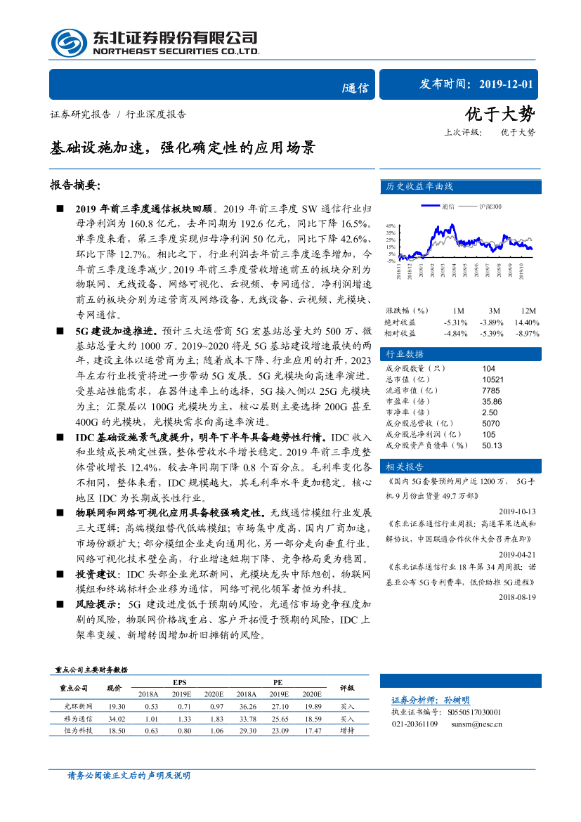 通信行业深度报告：基础设施加速，强化确定性的应用场景-20191201-东北证券-12页通信行业深度报告：基础设施加速，强化确定性的应用场景-20191201-东北证券-12页_1.png