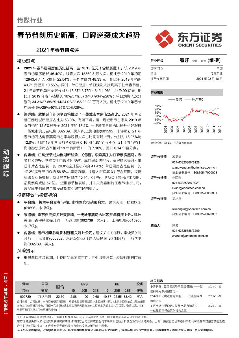 传媒行业2021年春节档点评：春节档创历史新高，口碑逆袭成大趋势-20210218-东方证券-15页传媒行业2021年春节档点评：春节档创历史新高，口碑逆袭成大趋势-20210218-东方证券-15页_1.png