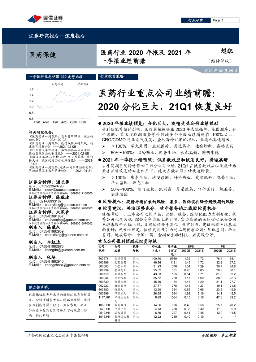 医药行业2020年报及2021年一季报业绩前瞻：医药行业重点公司业绩前瞻，2020分化巨大，21Q1恢复良好-20210225-国信证券-14页医药行业2020年报及2021年一季报业绩前瞻：医药行业重点公司业绩前瞻，2020分化巨大，21Q1恢复良好-20210225-国信证券-14页_1.png