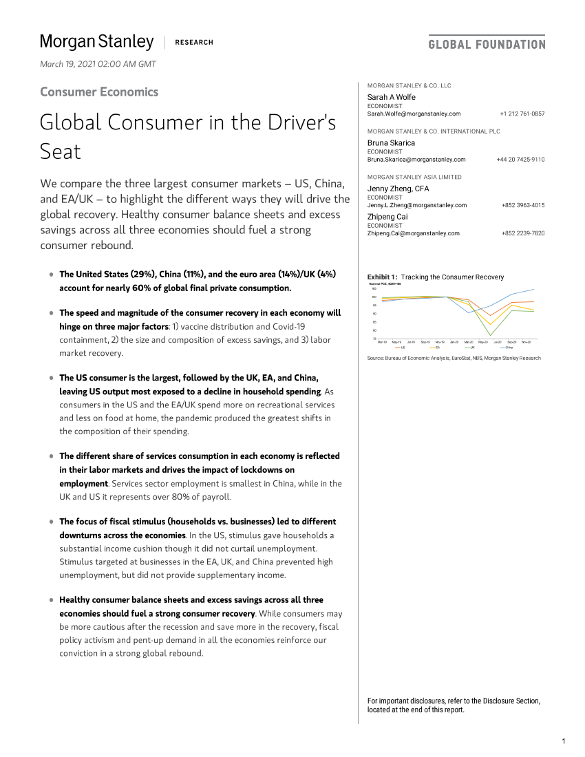 	摩根士丹利-全球投资策略-消费经济：驾驶舱