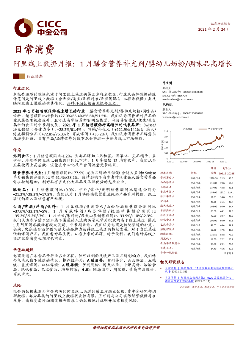 日常消费行业阿里线上数据月报：1月膳食营养补充剂婴幼儿奶粉调味品高增长-20210224-中金公司-23页日常消费行业阿里线上数据月报：1月膳食营养补充剂婴幼儿奶粉调味品高增长-20210224-中金公司-23页_1.png