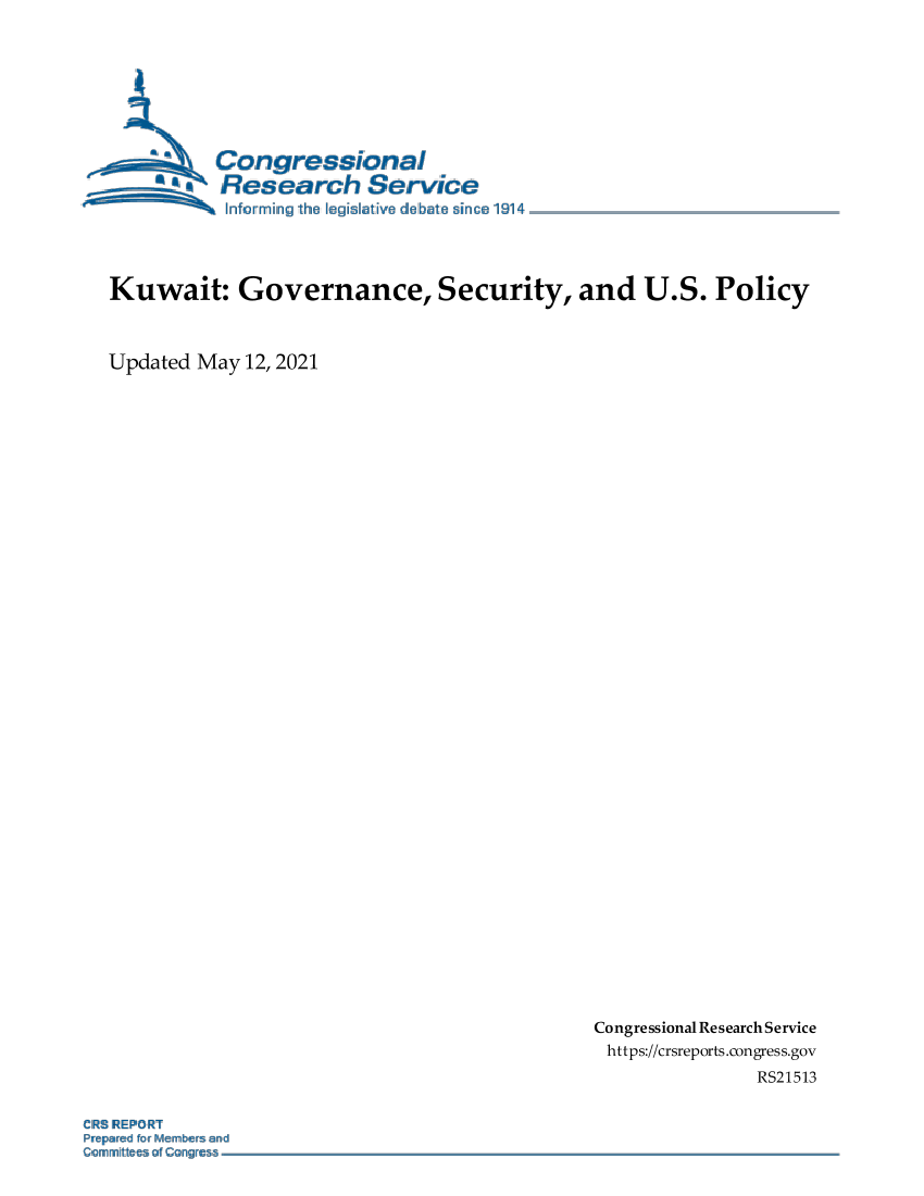 CRS-科威特：治理、安全和美国政策（英文）-2021.5-25页CRS-科威特：治理、安全和美国政策（英文）-2021.5-25页_1.png