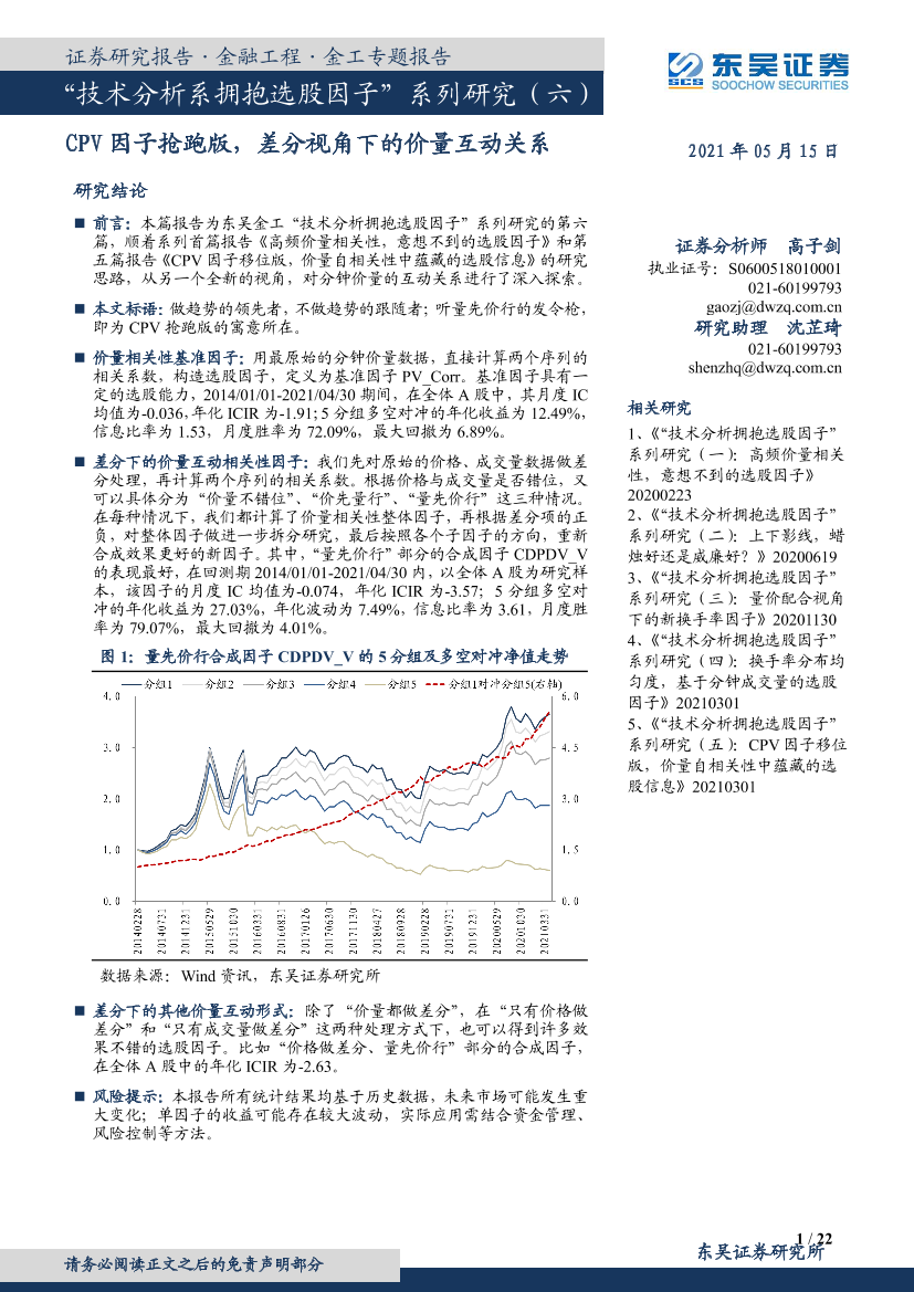 “技术分析系拥抱选股因子”系列研究（六）：CPV因子抢跑版，差分视角下的价量互动关系-20210515-东吴证券-22页“技术分析系拥抱选股因子”系列研究（六）：CPV因子抢跑版，差分视角下的价量互动关系-20210515-东吴证券-22页_1.png