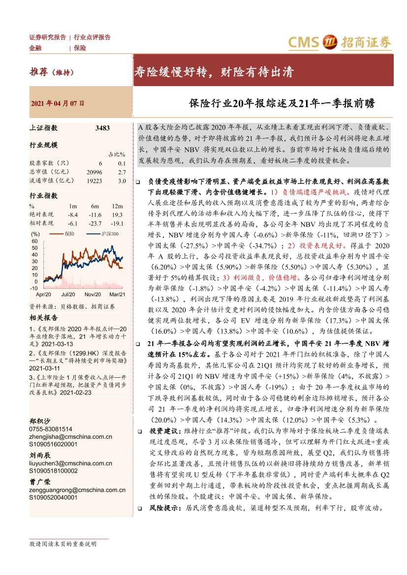 保险行业20年报综述及21年一季报前瞻：寿险缓慢好转，财险有待出清-20210407-招商证券-21页保险行业20年报综述及21年一季报前瞻：寿险缓慢好转，财险有待出清-20210407-招商证券-21页_1.png