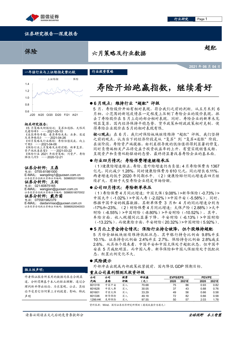 保险行业六月策略及行业数据：寿险开始跑赢指数，继续看好-20210604-国信证券-11页保险行业六月策略及行业数据：寿险开始跑赢指数，继续看好-20210604-国信证券-11页_1.png