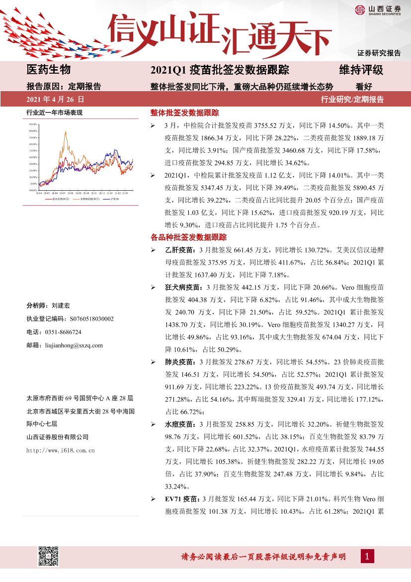 医药生物行业2021Q1疫苗批签发数据跟踪：整体批签发同比下滑，重磅大品种仍延续增长态势-20210426-山西证券-24页医药生物行业2021Q1疫苗批签发数据跟踪：整体批签发同比下滑，重磅大品种仍延续增长态势-20210426-山西证券-24页_1.png