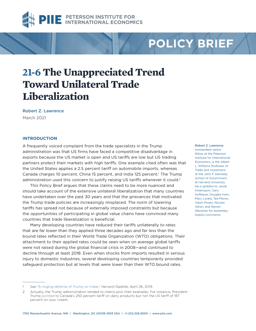 彼得森经济研究所-单边贸易自由化的不受欢迎的趋势（英文）-2021.4-14页彼得森经济研究所-单边贸易自由化的不受欢迎的趋势（英文）-2021.4-14页_1.png