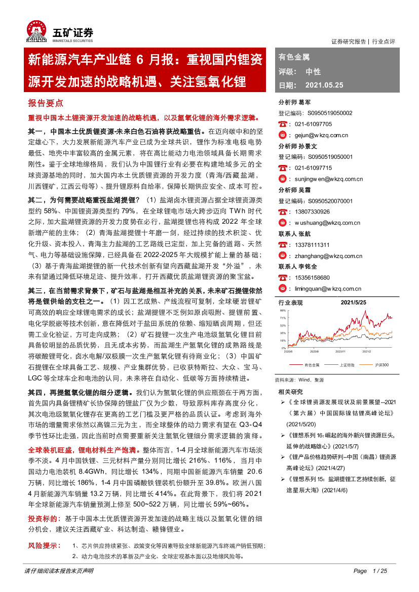 有色金属行业新能源汽车产业链6月报：重视国内锂资源开发加速的战略机遇、关注氢氧化锂-20210525-五矿证券-25页有色金属行业新能源汽车产业链6月报：重视国内锂资源开发加速的战略机遇、关注氢氧化锂-20210525-五矿证券-25页_1.png