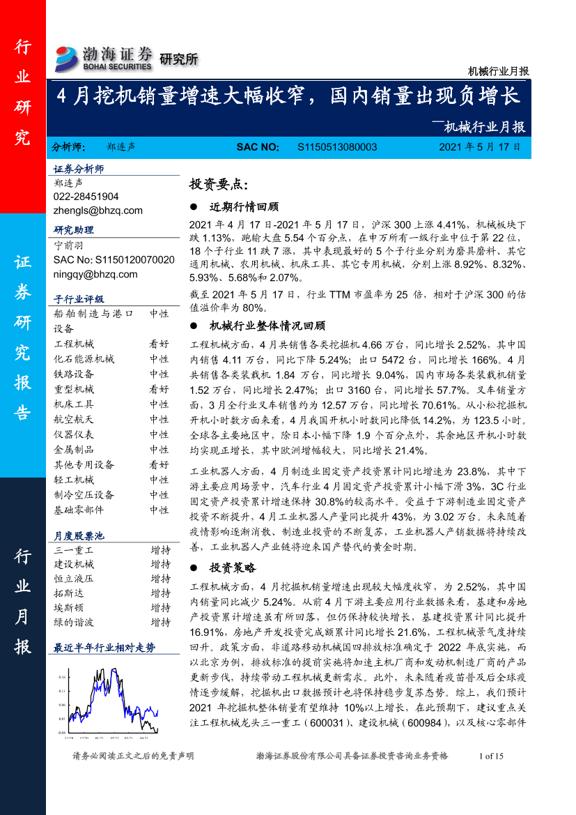 机械行业月报：4月挖机销量增速大幅收窄，国内销量出现负增长-20210517-渤海证券-15页机械行业月报：4月挖机销量增速大幅收窄，国内销量出现负增长-20210517-渤海证券-15页_1.png