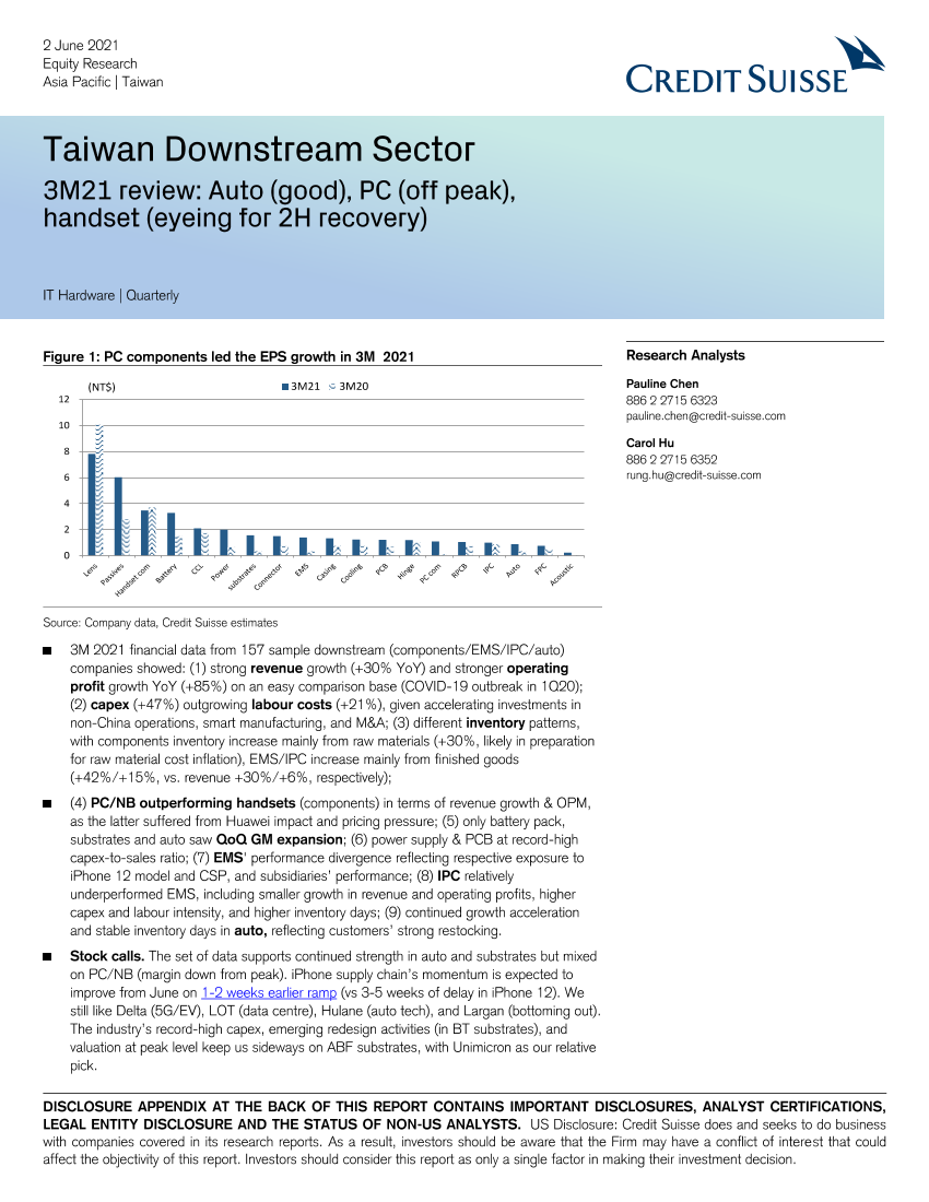 瑞信-亚太地区IT硬件行业-台湾IT硬件下游产业2021年前3月回顾：汽车、PC与手持设备-2021.6.2-23页瑞信-亚太地区IT硬件行业-台湾IT硬件下游产业2021年前3月回顾：汽车、PC与手持设备-2021.6.2-23页_1.png
