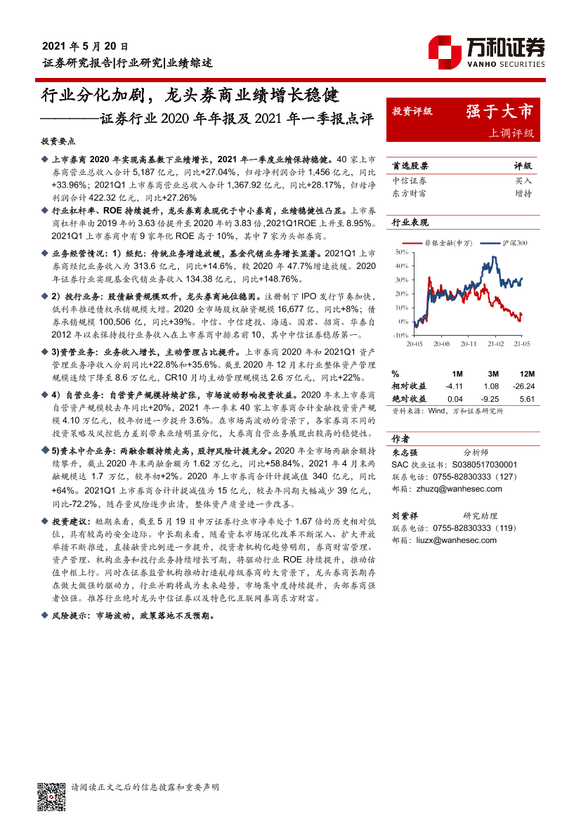 证券行业2020年年报及2021年一季报点评：行业分化加剧，龙头券商业绩增长稳健-20210520-万和证券-15页证券行业2020年年报及2021年一季报点评：行业分化加剧，龙头券商业绩增长稳健-20210520-万和证券-15页_1.png